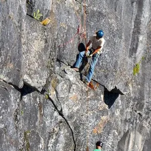 Rock climbing near the lake